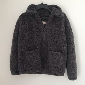 Fuzzy puffer jacket